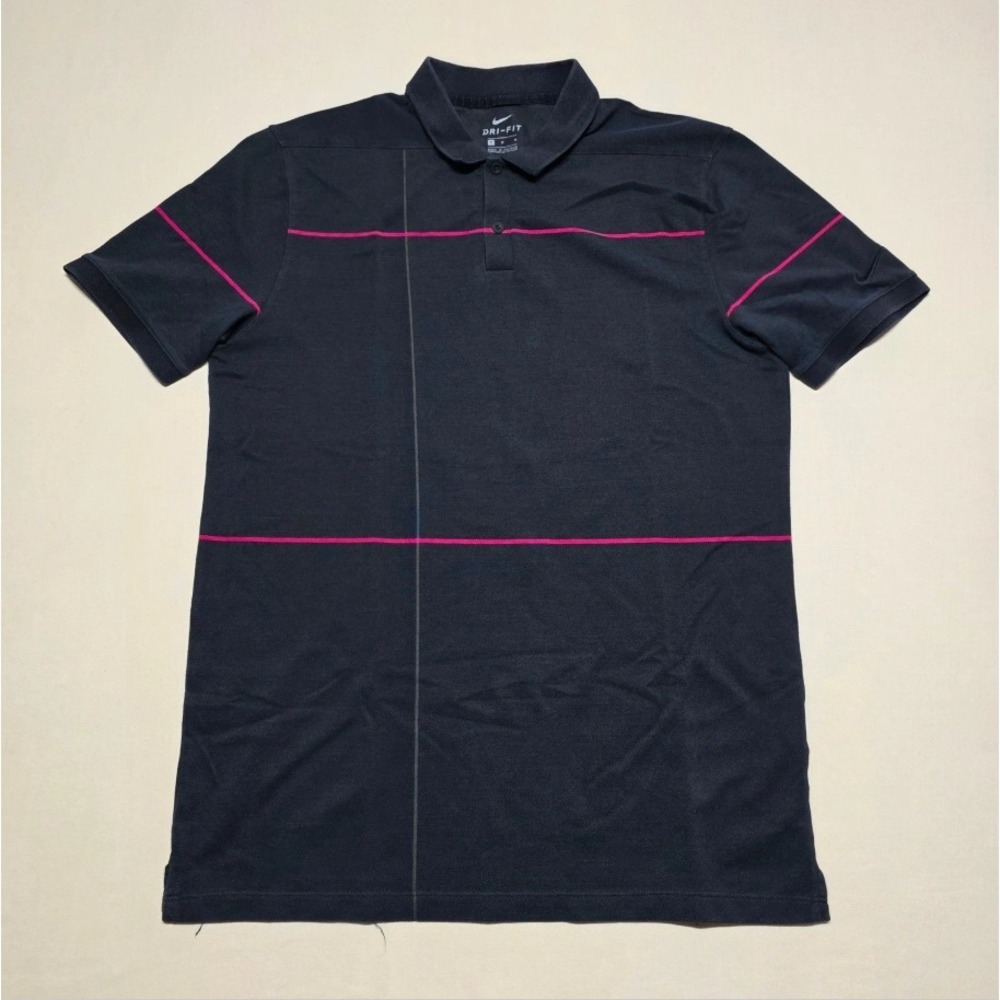 Nike Dri-FIT Men Size Medium Black Short Sleeve Golf Polo Shirt Pullover Stretch